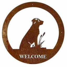 Poppyforge Labrador Welcome Wall Art - Large - Steel - W49.5 x H49.5 cm - BM/RtR in Brown - thumbnail 2
