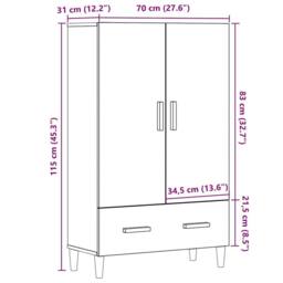 Berkfield Home Highboard Artisan Oak 70x31x115 cm Engineered Wood in Brown - Size: 70 x 31 x 115 cm - thumbnail 9