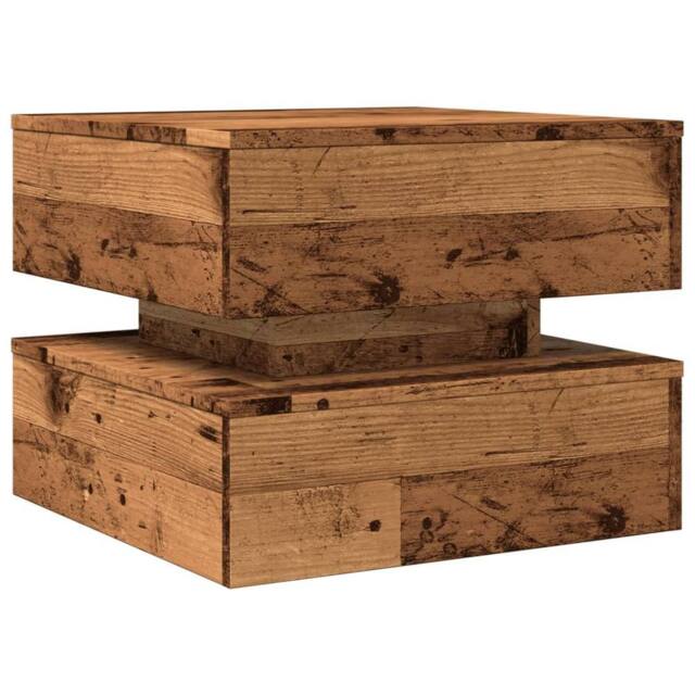 Berkfield Home Modern Coffee Table with LED Lights Old Wood 50x50x40 cm in Brown - Size: 50 x 50 x 40 cm - image 1
