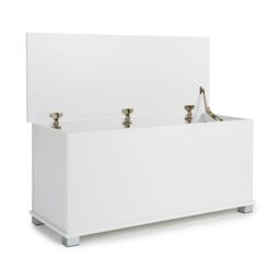 Home Source Ottoman Storage Chest Toy Bedding or Blanket Box Large Wooden Home in White - thumbnail 6