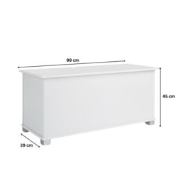Home Source Ottoman Storage Chest Toy Bedding or Blanket Box Large Wooden Home in White - thumbnail 7