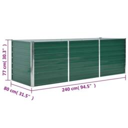 Berkfield Home Garden Raised Bed Galvanised Steel 240x80x77 cm Green - Size: 240 x 80 x 77 cm - thumbnail 8