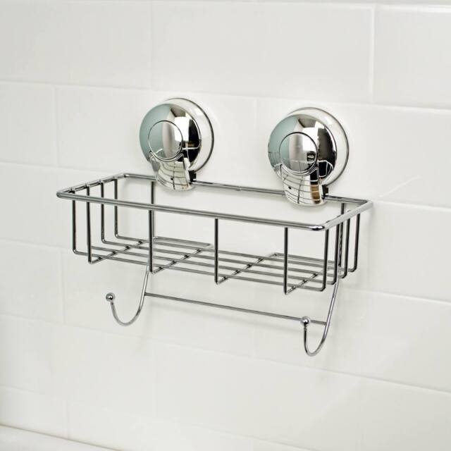 Showerdrape Suctionloc Chrome Suction Wall Mounted Sponge Basket & Mounting Discs in Silver - image 1