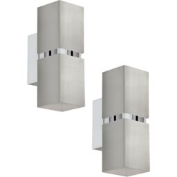 Loops 2 PACK Wall Light Colour Satin Nickel Chrome Square Shades GU10 2x3.3W Included in Metallics - thumbnail 1