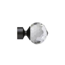 New Edge Blinds 28mm Fixed Length Metal Eyelet Curtain Pole Set - Bella Finial in Black - Size: 60 cm - thumbnail 2