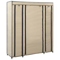 Berkfield Home Wardrobe with Compartments & Rods Cream 150x45x176 cm Fabric in Beige - Size: 150 x 45 x 176 cm - thumbnail 3