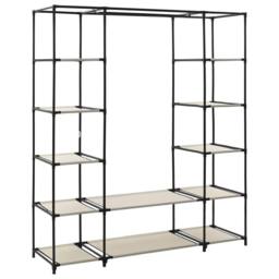 Berkfield Home Wardrobe with Compartments & Rods Cream 150x45x176 cm Fabric in Beige - Size: 150 x 45 x 176 cm - thumbnail 4