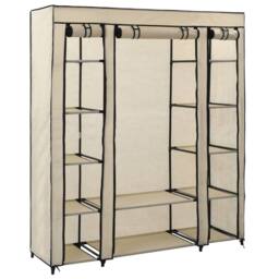 Berkfield Home Wardrobe with Compartments & Rods Cream 150x45x176 cm Fabric in Beige - Size: 150 x 45 x 176 cm