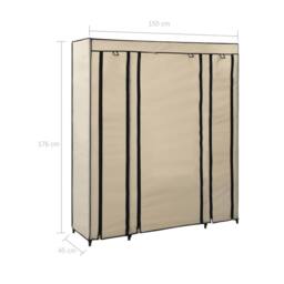 Berkfield Home Wardrobe with Compartments & Rods Cream 150x45x176 cm Fabric in Beige - Size: 150 x 45 x 176 cm - thumbnail 6