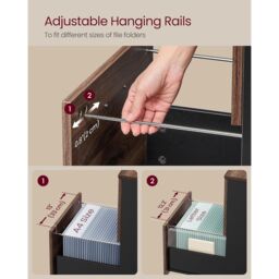 VASAGLE 2 Drawer Rolling File Cabinet for Letter Size Documents in Dark Brown - thumbnail 4