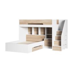 Flair Greyson Staircase Triple Bunk Bed with Storage in Light Oak - Size: Small Double - thumbnail 5