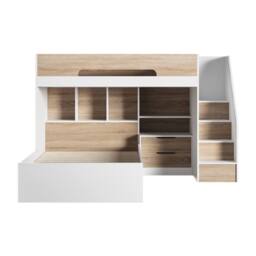 Flair Greyson Staircase Triple Bunk Bed with Storage in Light Oak - Size: Small Double - thumbnail 4
