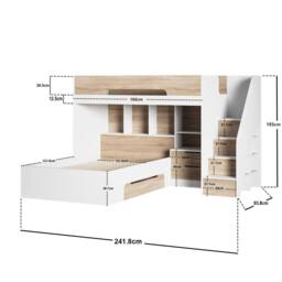 Flair Greyson Staircase Triple Bunk Bed with Storage in Light Oak - Size: Small Double - thumbnail 6