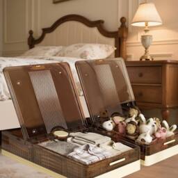 Voltico Foldable Underbed Storage Box with Lid & Wheels - 40L in Light Brown - thumbnail 1