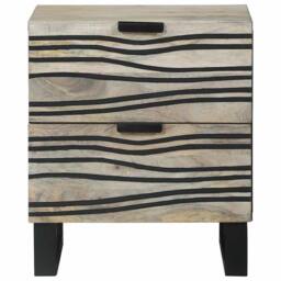 Berkfield Home Bedside Tables with Drawer White & black 40 x 33.5 x 46 cm - thumbnail 3