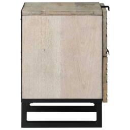 Berkfield Home Bedside Tables with Drawer White & black 40 x 33.5 x 46 cm - thumbnail 4