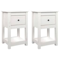 Berkfield Home Bedside Cabinets 2 pcs White 40x35x61.5 cm Solid Wood Pine - thumbnail 2