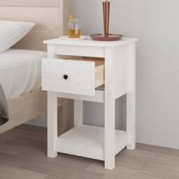 Berkfield Home Bedside Cabinets 2 pcs White 40x35x61.5 cm Solid Wood Pine - thumbnail 4