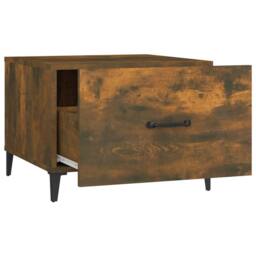 Berkfield Home Decorative Coffee Tables with Metal Legs 2 pcs Smoked Oak 50x50x40 cm in Brown - Size: 50 x 50 x 40 cm - thumbnail 9