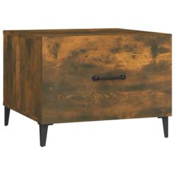 Berkfield Home Decorative Coffee Tables with Metal Legs 2 pcs Smoked Oak 50x50x40 cm in Brown - Size: 50 x 50 x 40 cm - thumbnail 6