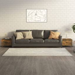 Berkfield Home Decorative Coffee Tables with Metal Legs 2 pcs Smoked Oak 50x50x40 cm in Brown - Size: 50 x 50 x 40 cm - thumbnail 2