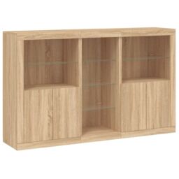 Berkfield Home Sideboard with LED Lights Sonoma Oak 162x37x100 cm in Brown - Size: 162 x 37 x 100 cm - thumbnail 3