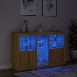 Berkfield Home Sideboard with LED Lights Sonoma Oak 162x37x100 cm in Brown - Size: 162 x 37 x 100 cm - thumbnail 5