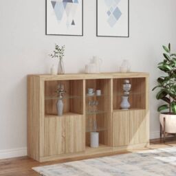 Berkfield Home Sideboard with LED Lights Sonoma Oak 162x37x100 cm in Brown - Size: 162 x 37 x 100 cm - thumbnail 4