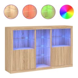 Berkfield Home Sideboard with LED Lights Sonoma Oak 162x37x100 cm in Brown - Size: 162 x 37 x 100 cm - thumbnail 2