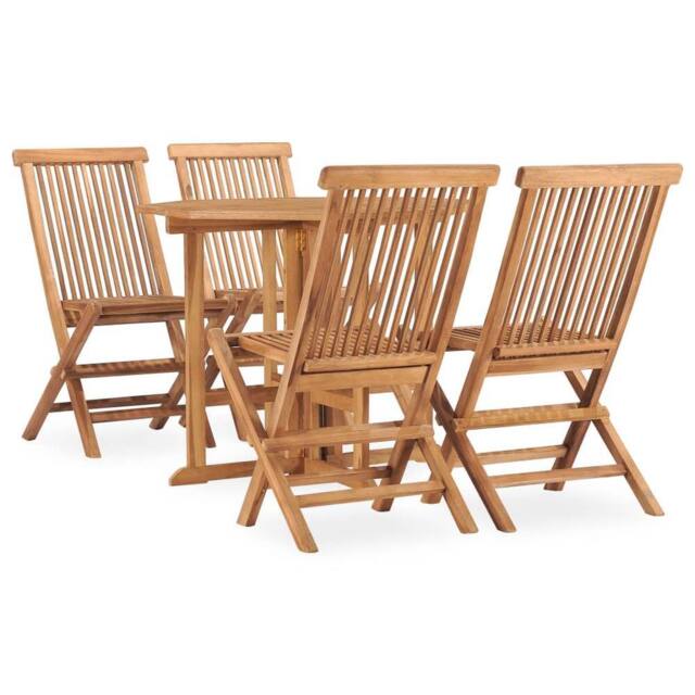 Berkfield Home 5 Piece Folding Outdoor Dining Set Solid Teak Wood in Brown - image 1