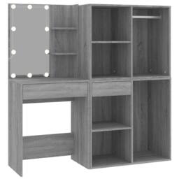 Berkfield Home LED Dressing Table with Cabinets Grey Sonoma Engineered Wood - thumbnail 1