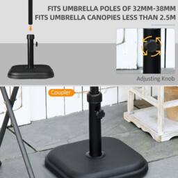 OUTSUNNY 11kg Concrete Square Garden Parasol Base Holder for Table Umbrella in Black - thumbnail 5
