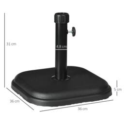 OUTSUNNY 11kg Concrete Square Garden Parasol Base Holder for Table Umbrella in Black - thumbnail 3