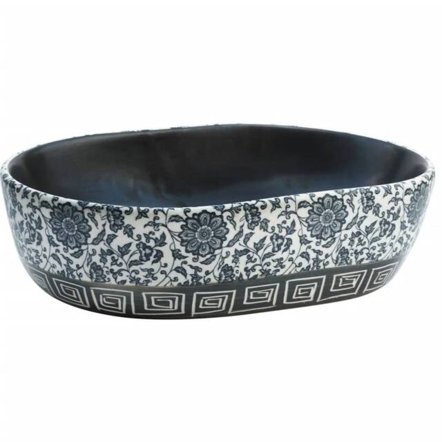 Berkfield Home Countertop Basin Black & Blue Oval 47x33x13 cm Ceramic - Size: 47 x 33 x 13 cm - image 1