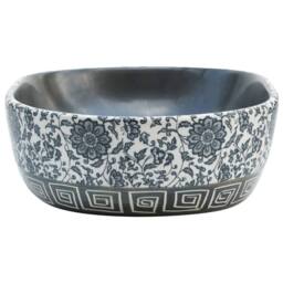 Berkfield Home Countertop Basin Black & Blue Oval 47x33x13 cm Ceramic - Size: 47 x 33 x 13 cm - thumbnail 5