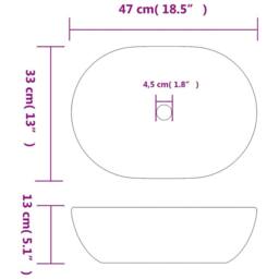 Berkfield Home Countertop Basin Black & Blue Oval 47x33x13 cm Ceramic - Size: 47 x 33 x 13 cm - thumbnail 8