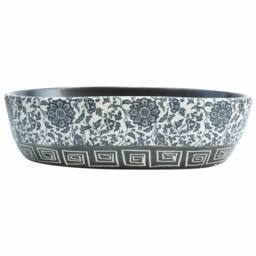 Berkfield Home Countertop Basin Black & Blue Oval 47x33x13 cm Ceramic - Size: 47 x 33 x 13 cm - thumbnail 3