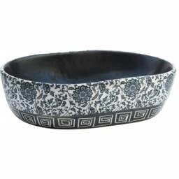 Berkfield Home Countertop Basin Black & Blue Oval 47x33x13 cm Ceramic - Size: 47 x 33 x 13 cm