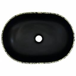 Berkfield Home Countertop Basin Black & Blue Oval 47x33x13 cm Ceramic - Size: 47 x 33 x 13 cm - thumbnail 6