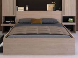 Vente-unique Bed With Overbed Storage 160 X 200 Cm - With LED Lighting - Natural in Black - Size: Double - thumbnail 5