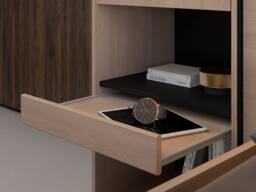 Vente-unique Bed With Overbed Storage 160 X 200 Cm - With LED Lighting - Natural in Black - Size: Double - thumbnail 7