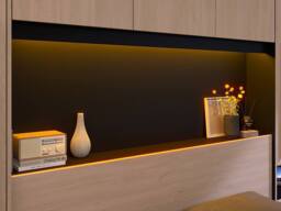 Vente-unique Bed With Overbed Storage 160 X 200 Cm - With LED Lighting - Natural in Black - Size: Double - thumbnail 8