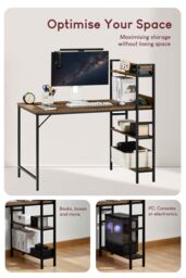 Home Discount Vida Designs Brooklyn Large Computer Desk with 3 Shelves Office Study Gaming Table in Dark Brown - thumbnail 5