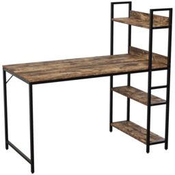 Home Discount Vida Designs Brooklyn Large Computer Desk with 3 Shelves Office Study Gaming Table in Dark Brown - thumbnail 8