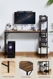 Home Discount Vida Designs Brooklyn Large Computer Desk with 3 Shelves Office Study Gaming Table in Dark Brown - thumbnail 7