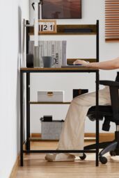 Home Discount Vida Designs Brooklyn Large Computer Desk with 3 Shelves Office Study Gaming Table in Dark Brown - thumbnail 4