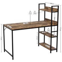 Home Discount Vida Designs Brooklyn Large Computer Desk with 3 Shelves Office Study Gaming Table in Dark Brown - thumbnail 3
