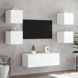 Berkfield Home TV Wall Cabinet with LED Lights White 30.5x35x30 cm - thumbnail 6