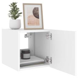 Berkfield Home TV Wall Cabinet with LED Lights White 30.5x35x30 cm - thumbnail 7