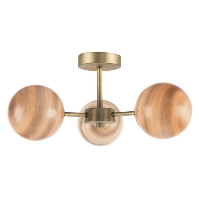 Happy Homewares Designer Ceiling Light Fitting with Marble Glass Spherical Shades in Metallic Gold - image 1